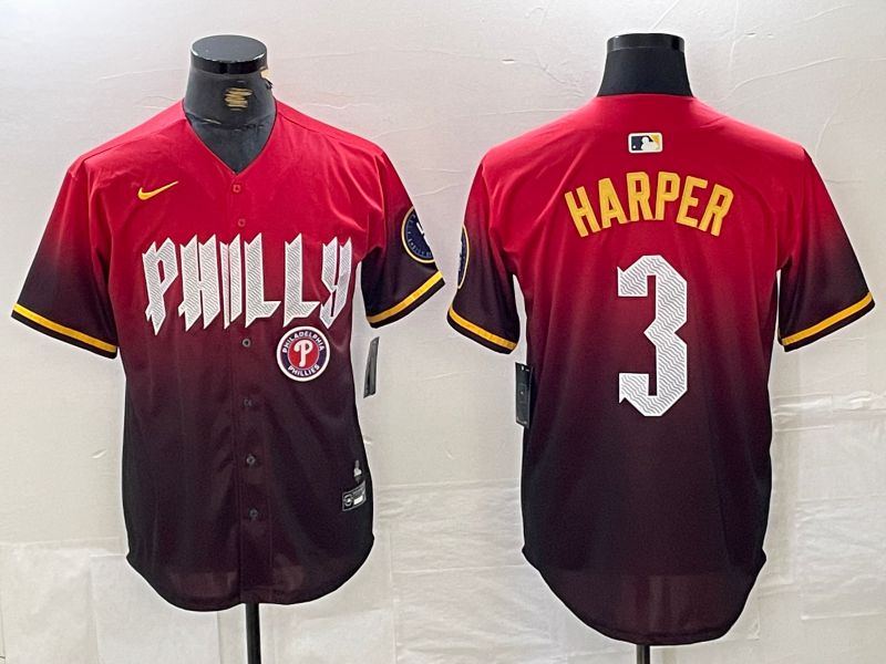 Men Philadelphia Phillies #3 Harper Red City Edition Nike 2024 MLB Jersey style 5->philadelphia phillies->MLB Jersey